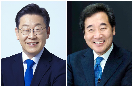 이재명(왼쪽) 인천 계양을 국회의원 당선인과 이낙연 전 더불어민주당 대표. <민주당 제공, 이낙연 SNS>